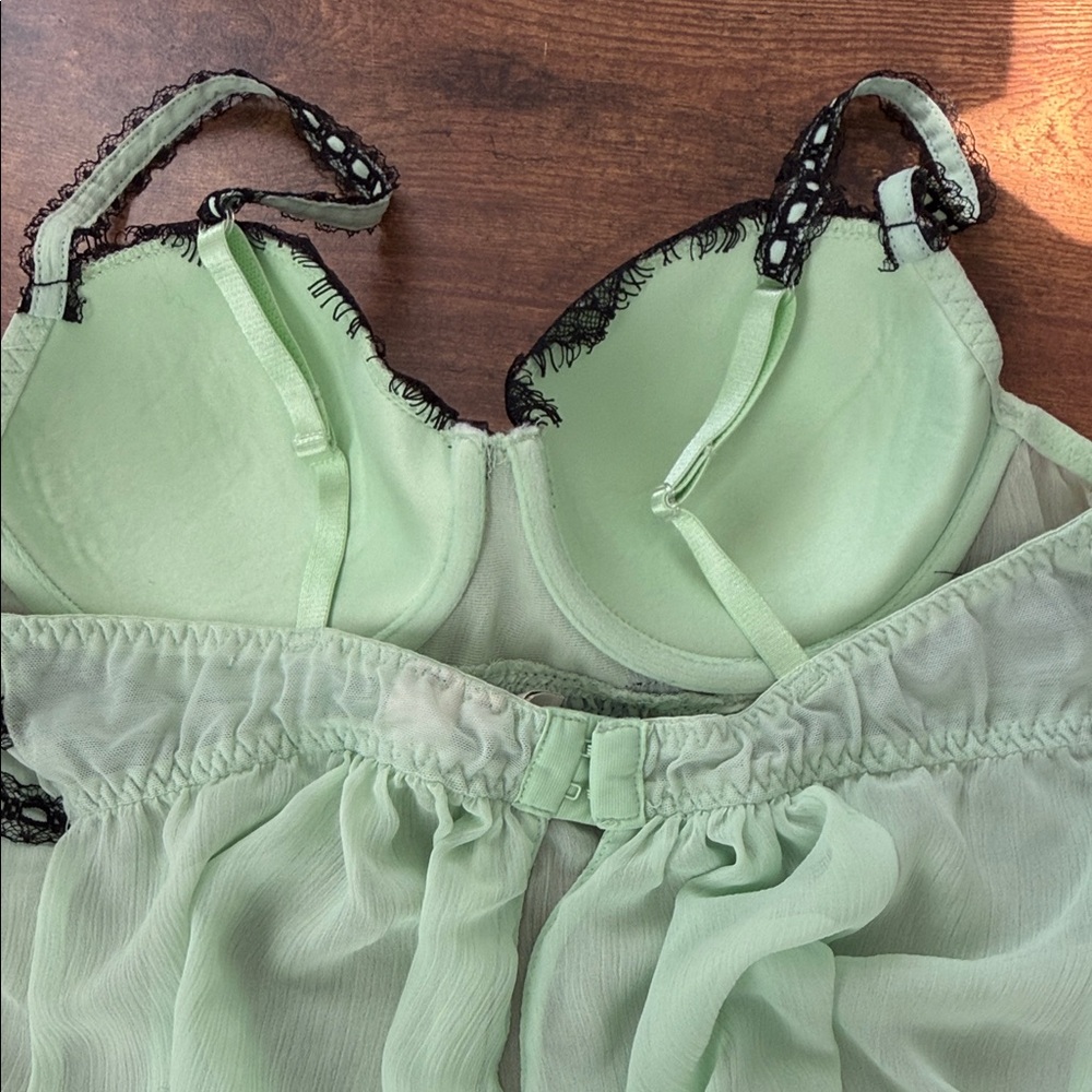 Ambrielle Mint and Black Lace Chemise - Picture 6 of 7